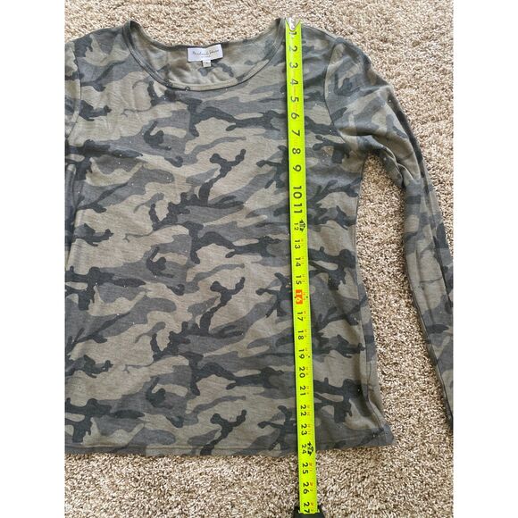 Michael Stars Madison Brushed Army Green Camo Long Sleeve Womens Small Sparkle - Picture 5 of 6